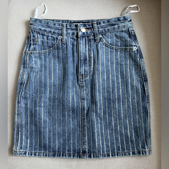 Alexander Wang crystal stripe skirt in denim - Picture 4 of 6